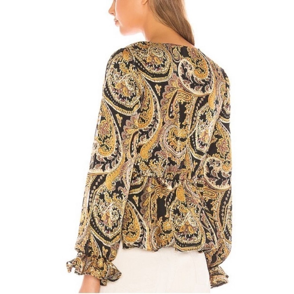 house of harlow 1960 maisha top in black gold paisley size small - Picture 2 of 13
